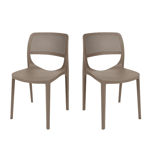 Rainbow Outdoor Mila Set of 2 Stackable Side Chair-Cappuccino RBO-MILA-CAP-SC-SET2 - main